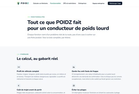 Itinéraire POIDZ au gabarit réel