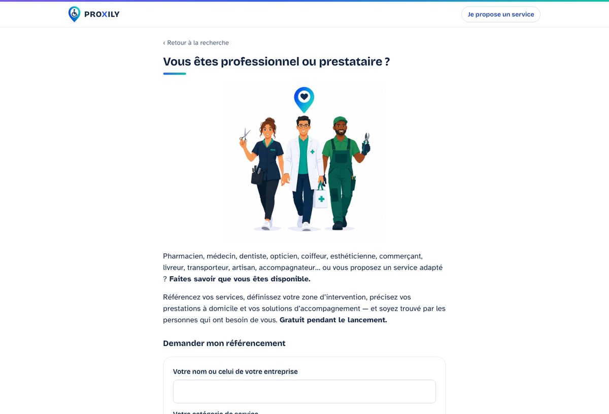 L'espace professionnel : prestations à domicile, accompagnement, zone d'intervention