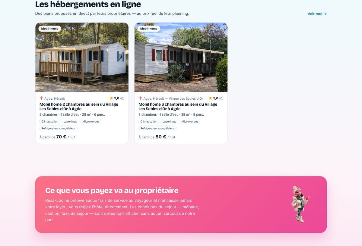 Les biens sont proposés au prix réel du propriétaire — et la règle est écrite en toutes lettres, pas enfouie dans des conditions générales